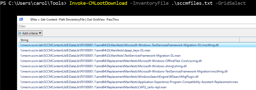 CMLoot download files via grid list