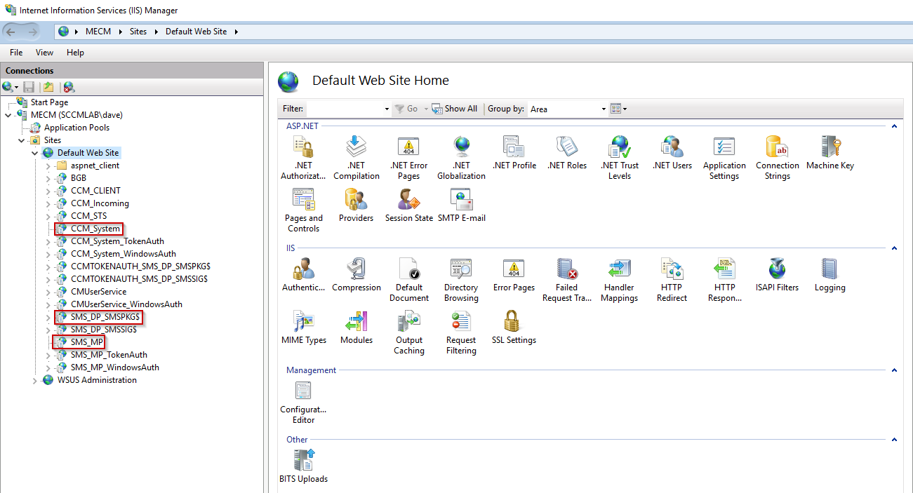 IIS Manager - Site Folders
