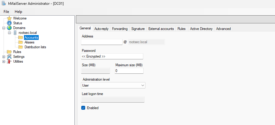 Accounts page