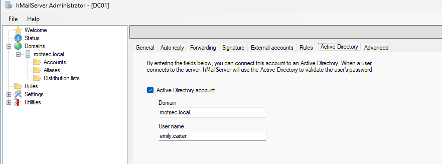 Adding an AD account