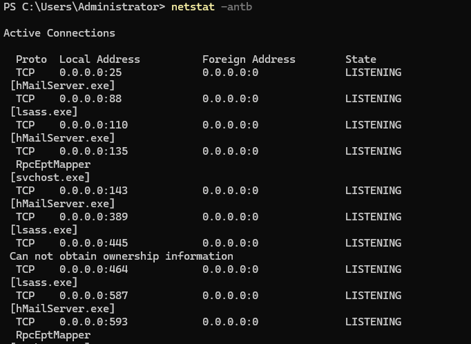 Netstat open ports