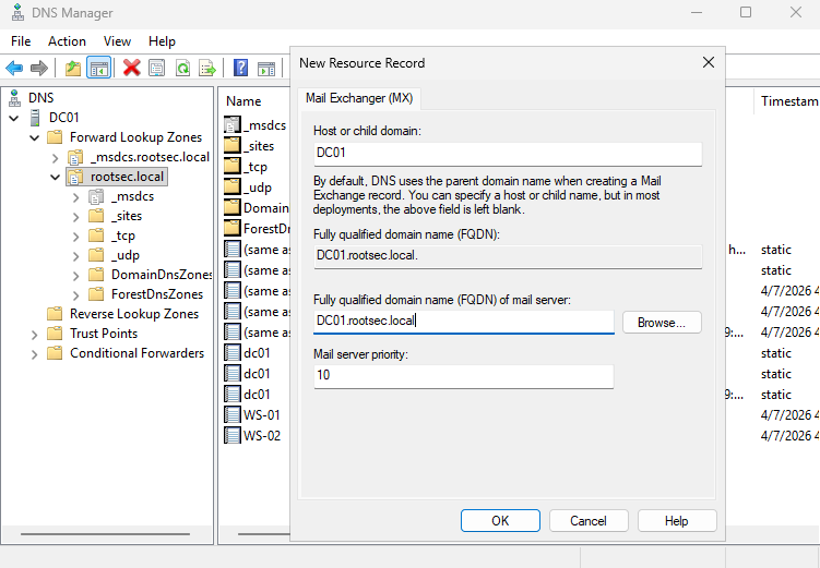 Adding MX record