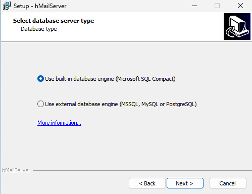 hMailServer built-in database