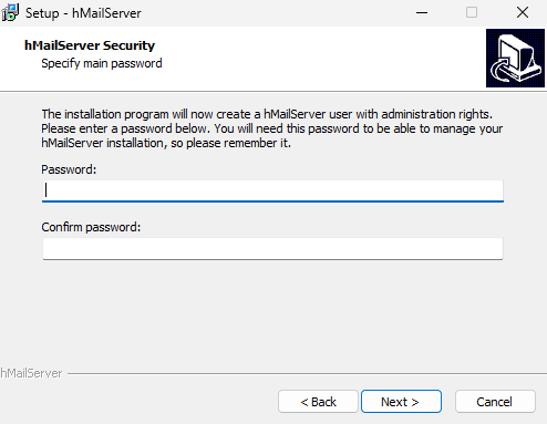 hMailServer admin password