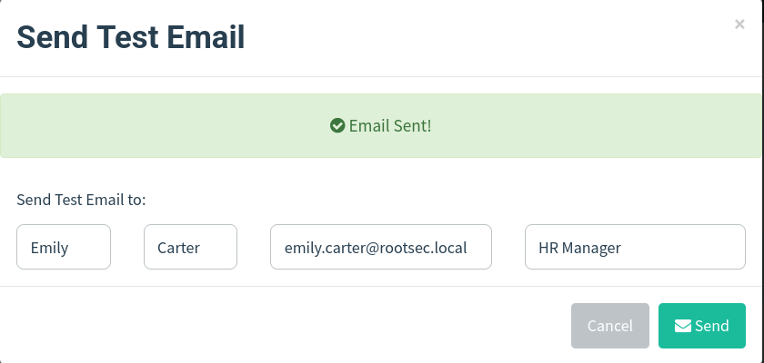 Send test email