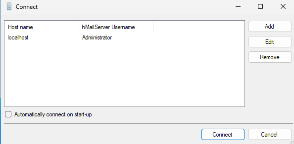 hMailServer connect page