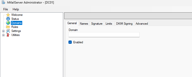Domain configuration