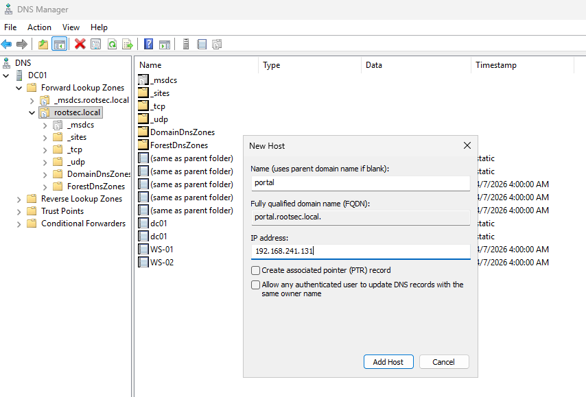 DNS record setup