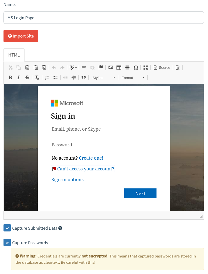 Landing page