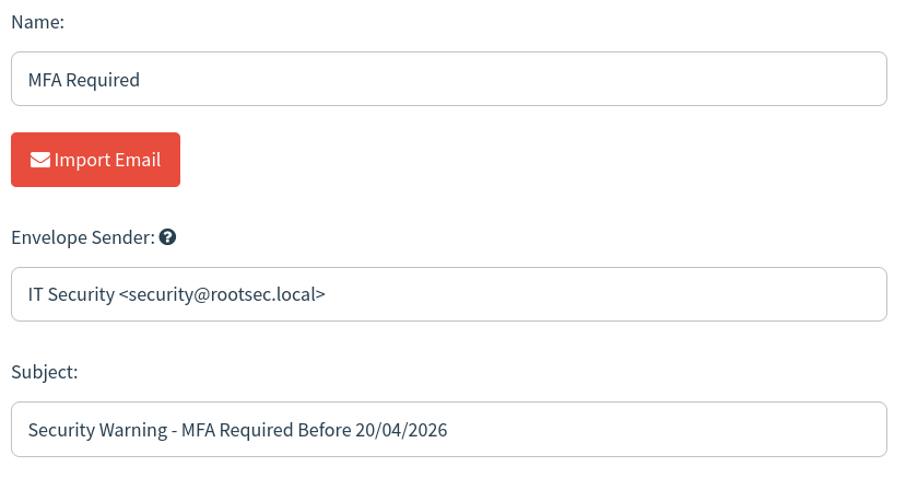 MFA template settings