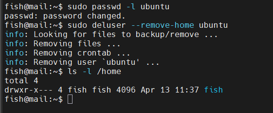 Removed ubuntu user