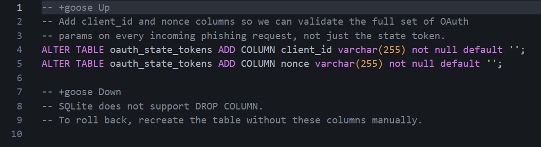 Client ID/nonce columns