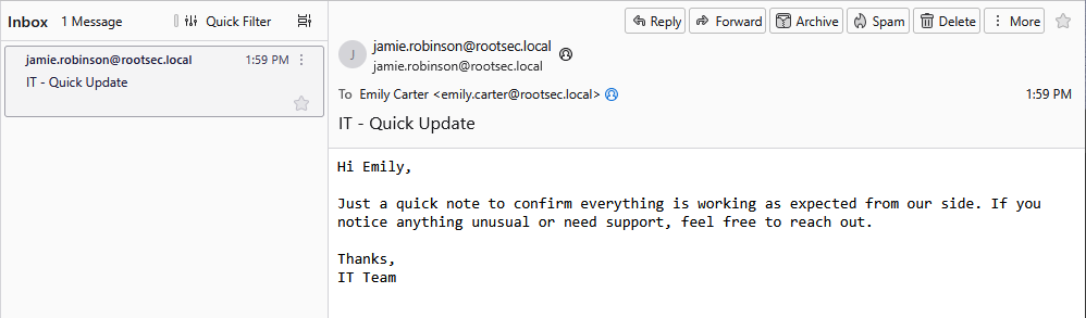 Gophish test message changed