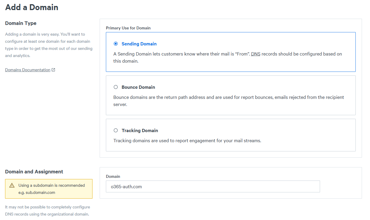 Adding domain to SparkPost