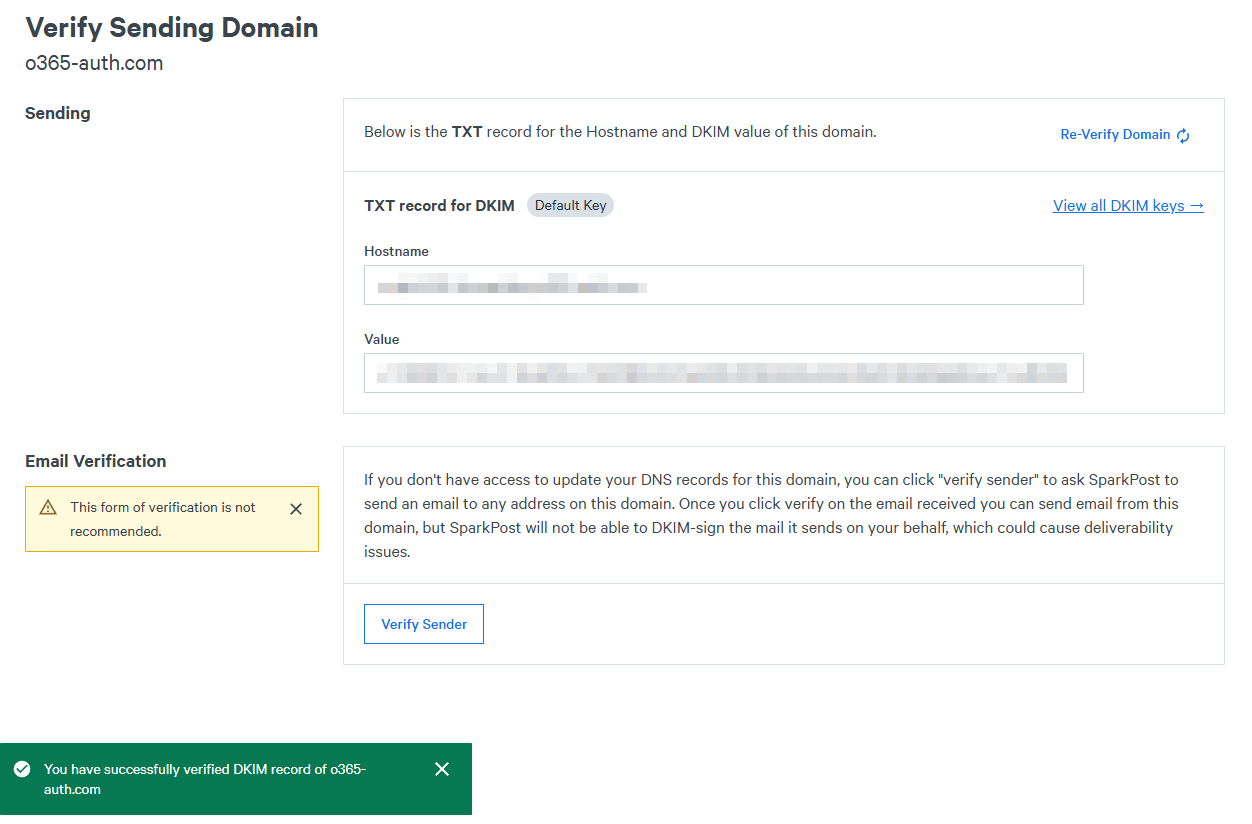 Domain verified