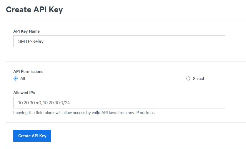 Create API key