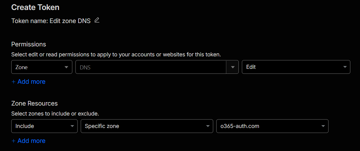 Cloudflare API token