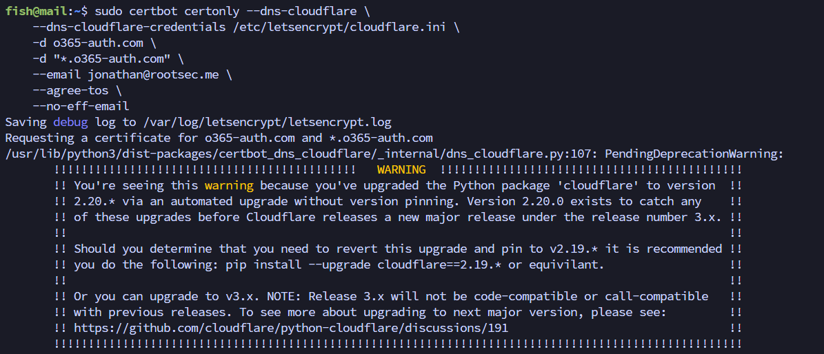 Certbot wildcard generation