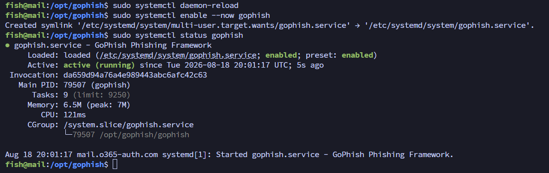 GoPhish service added