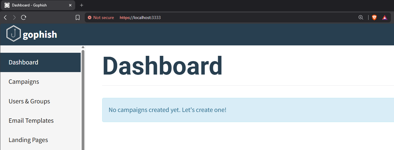 GoPhish dashboard via localhost