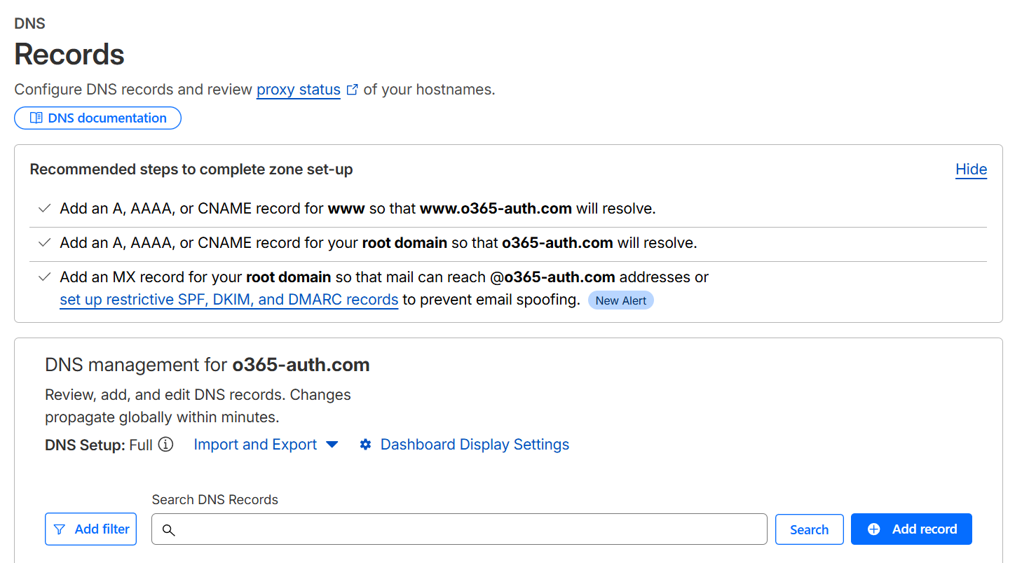 Cloudflare DNS records