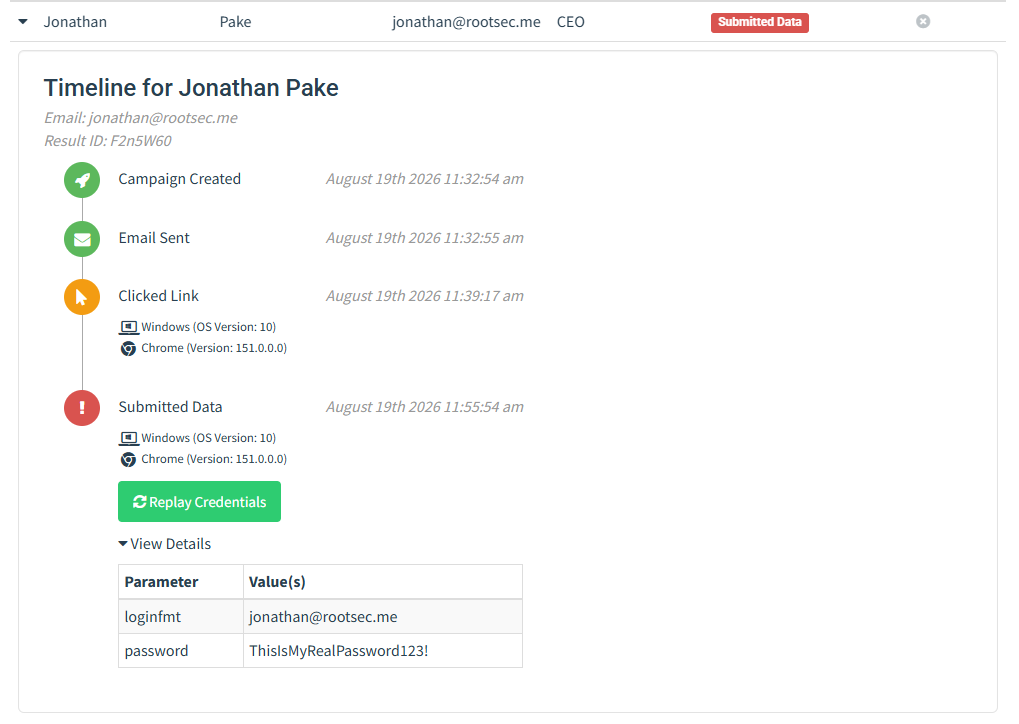 GoPhish captured