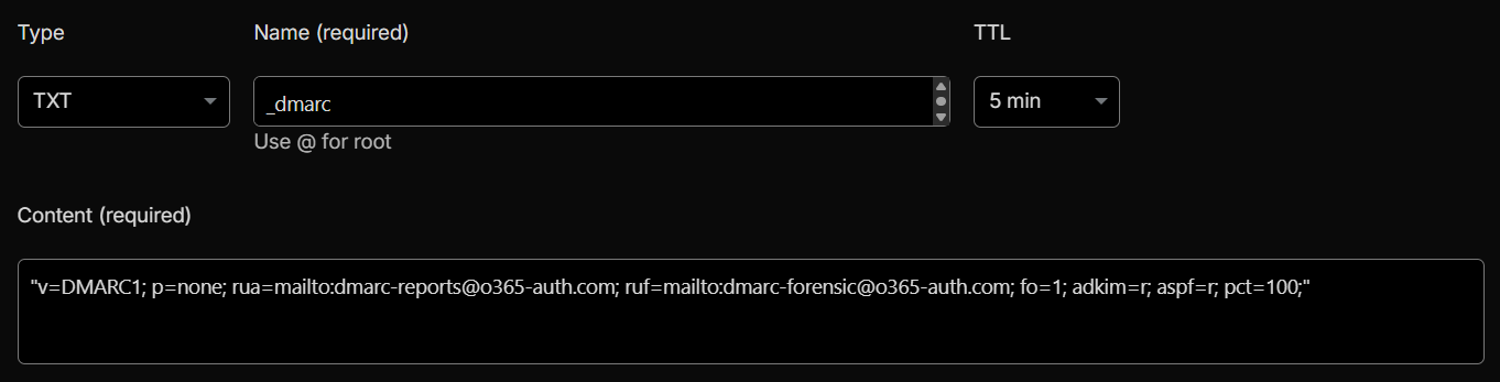 DMARC record added