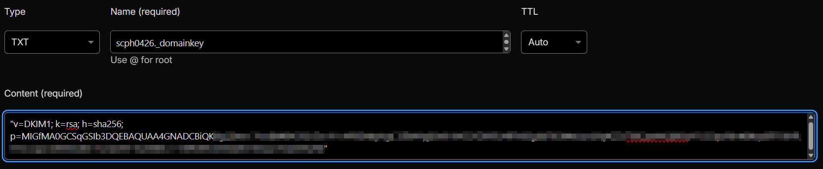 DKIM record added
